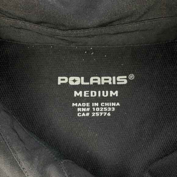 POLARIS Mens Medium Black Embroidered Spell Out Short Sleeve Mechanic Pit Shirt - Picture 5 of 7